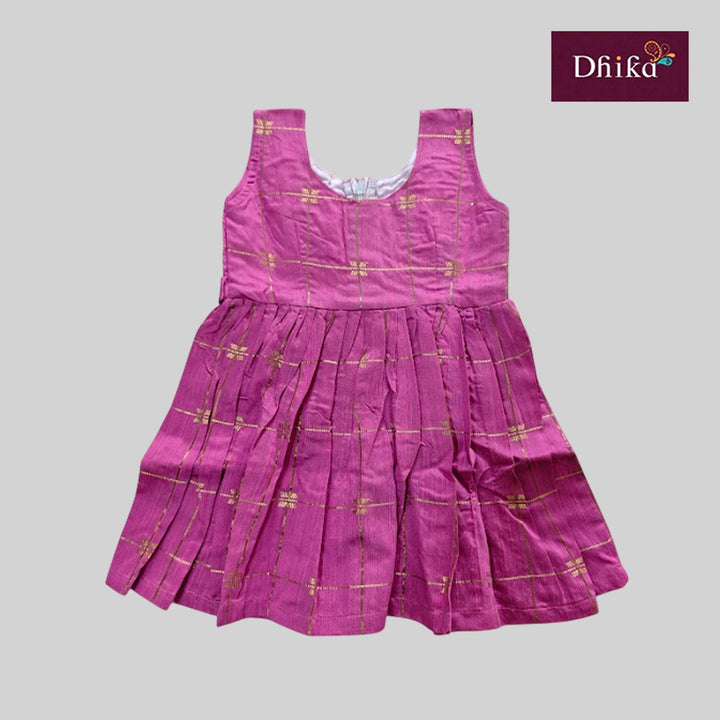 baby pink raw silk frock for girls traditional festive party wear dress