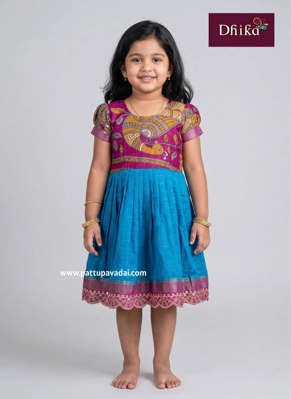 blue pink frock for girls kids party wear dress