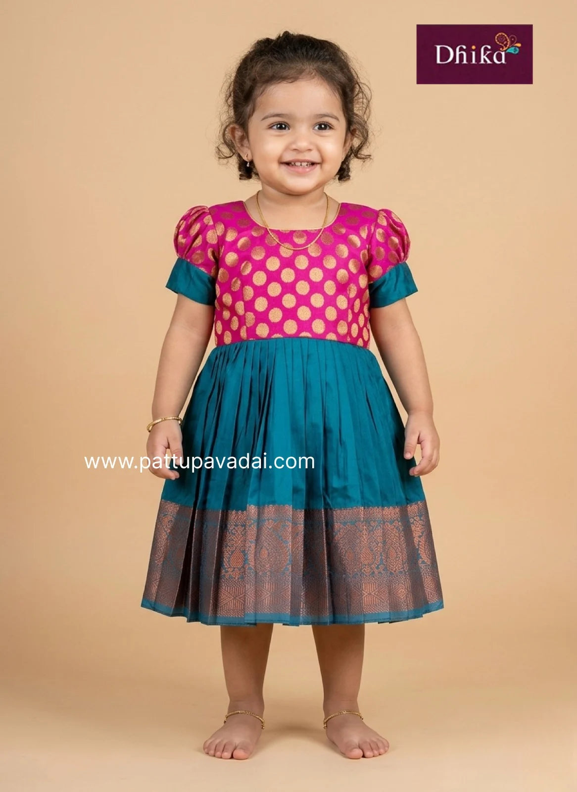 blue and pink soft silk frock for girls kids party wear dress