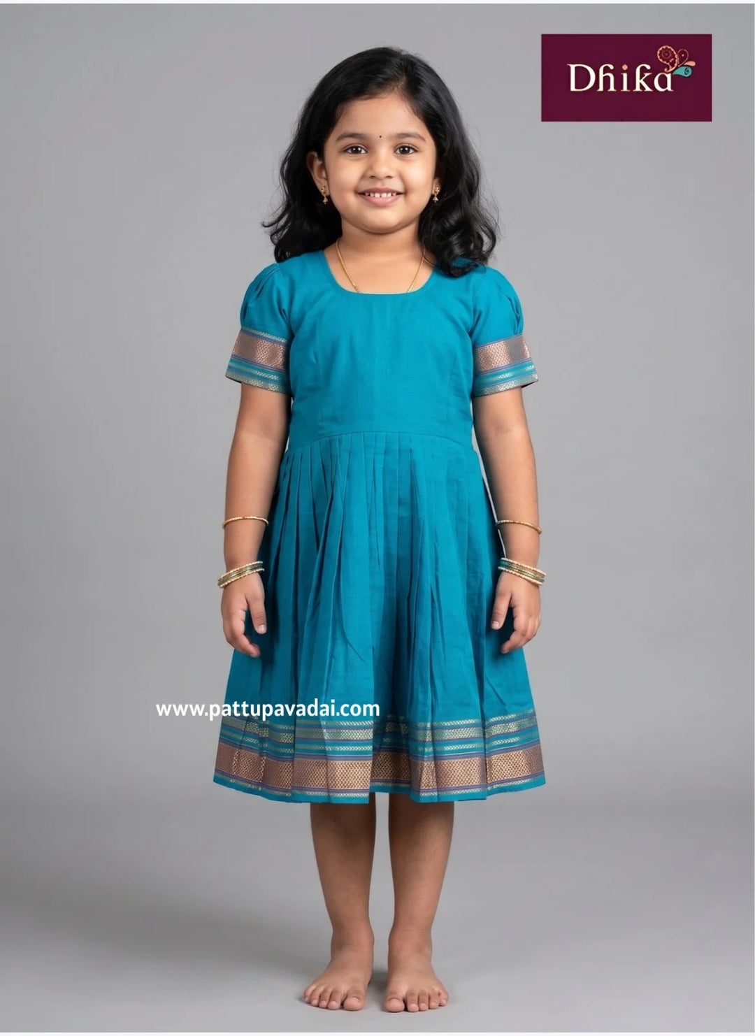 blue pure cotton frock for girls kids dress