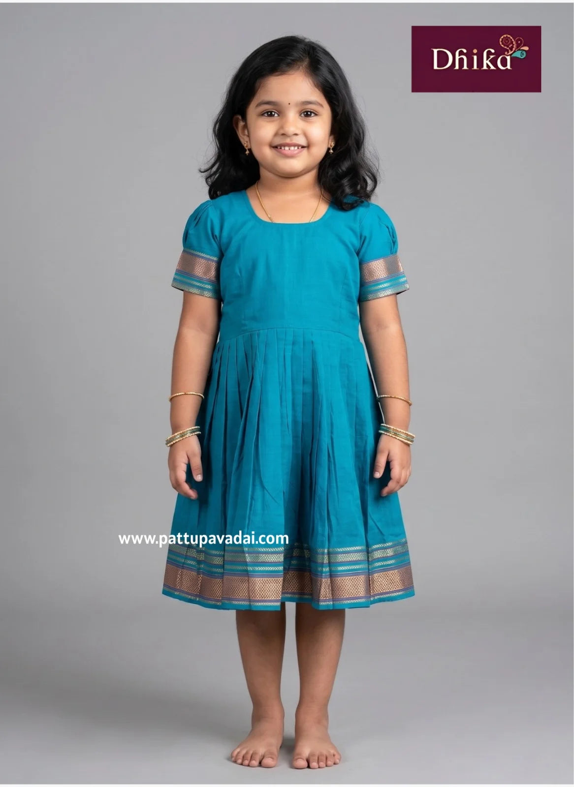 blue pure cotton frock for girls kids dress
