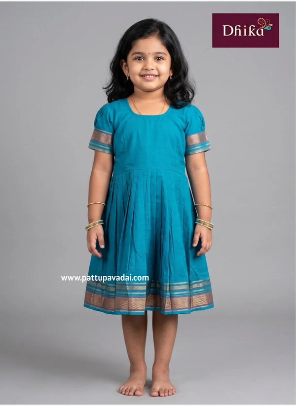 blue pure cotton frock for girls kids dress