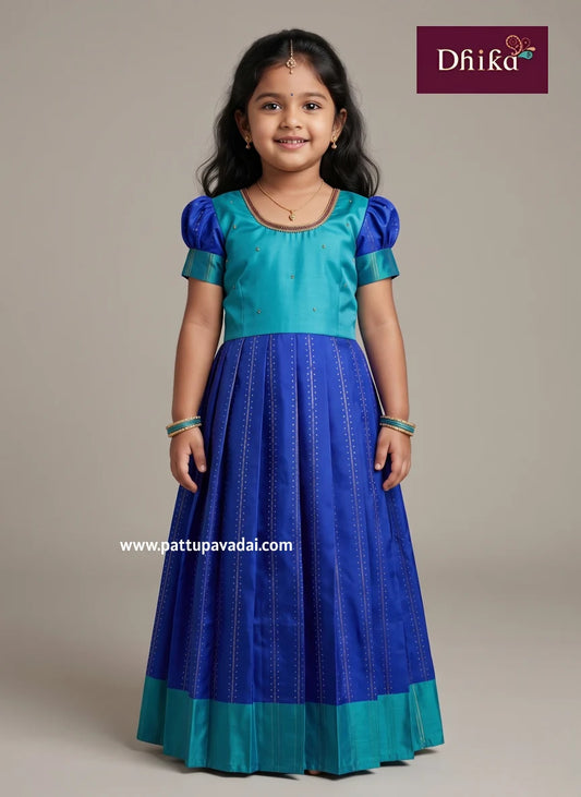blue semi silk long gown for girls party wear dress
