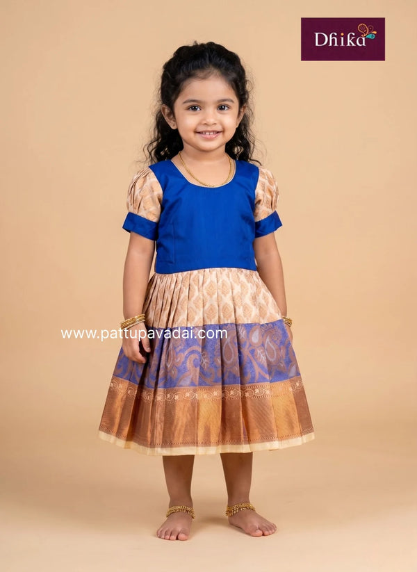 blue and white silk frock for girls party wear dress