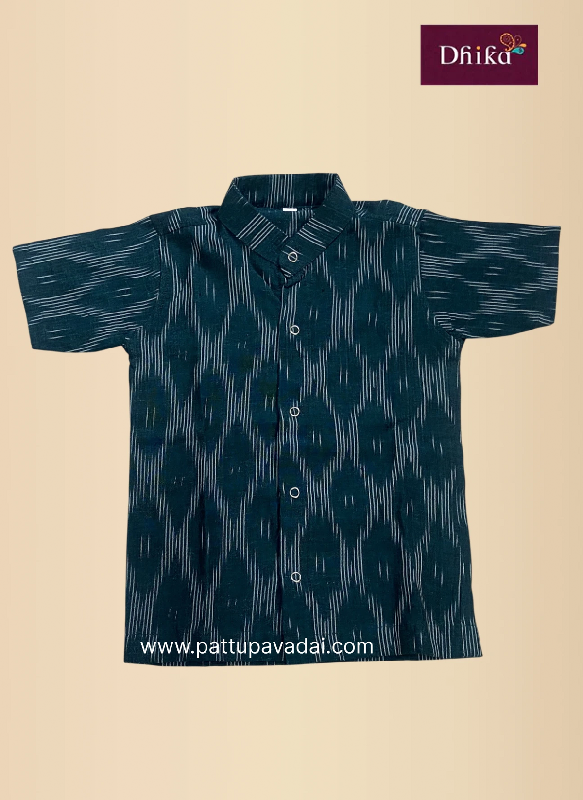 boys dark green ikkat shirt casual ethnic wear