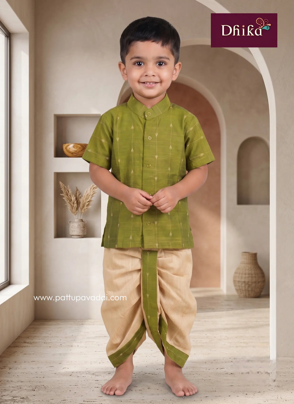boys mehendi green kurta dhoti set festive ethnic outfit