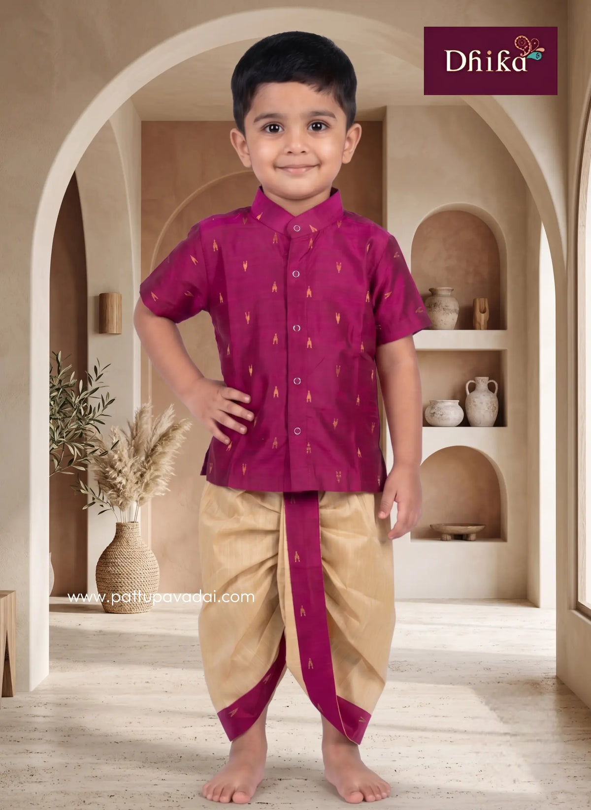 boys pink kurta dhoti set festive ethnic outfit