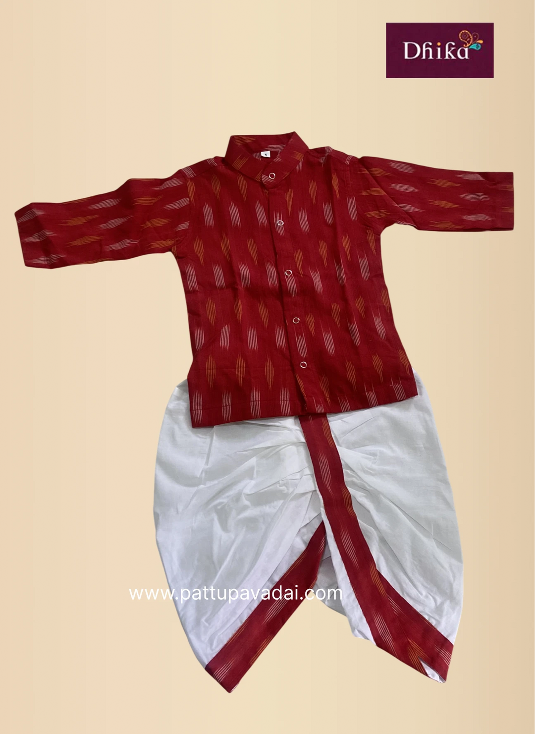 boys red kurta dhoti ethnic wear for festivals