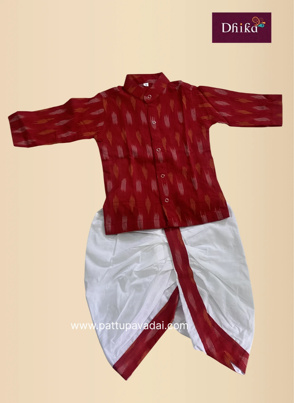 boys red kurta dhoti ethnic wear for festivals