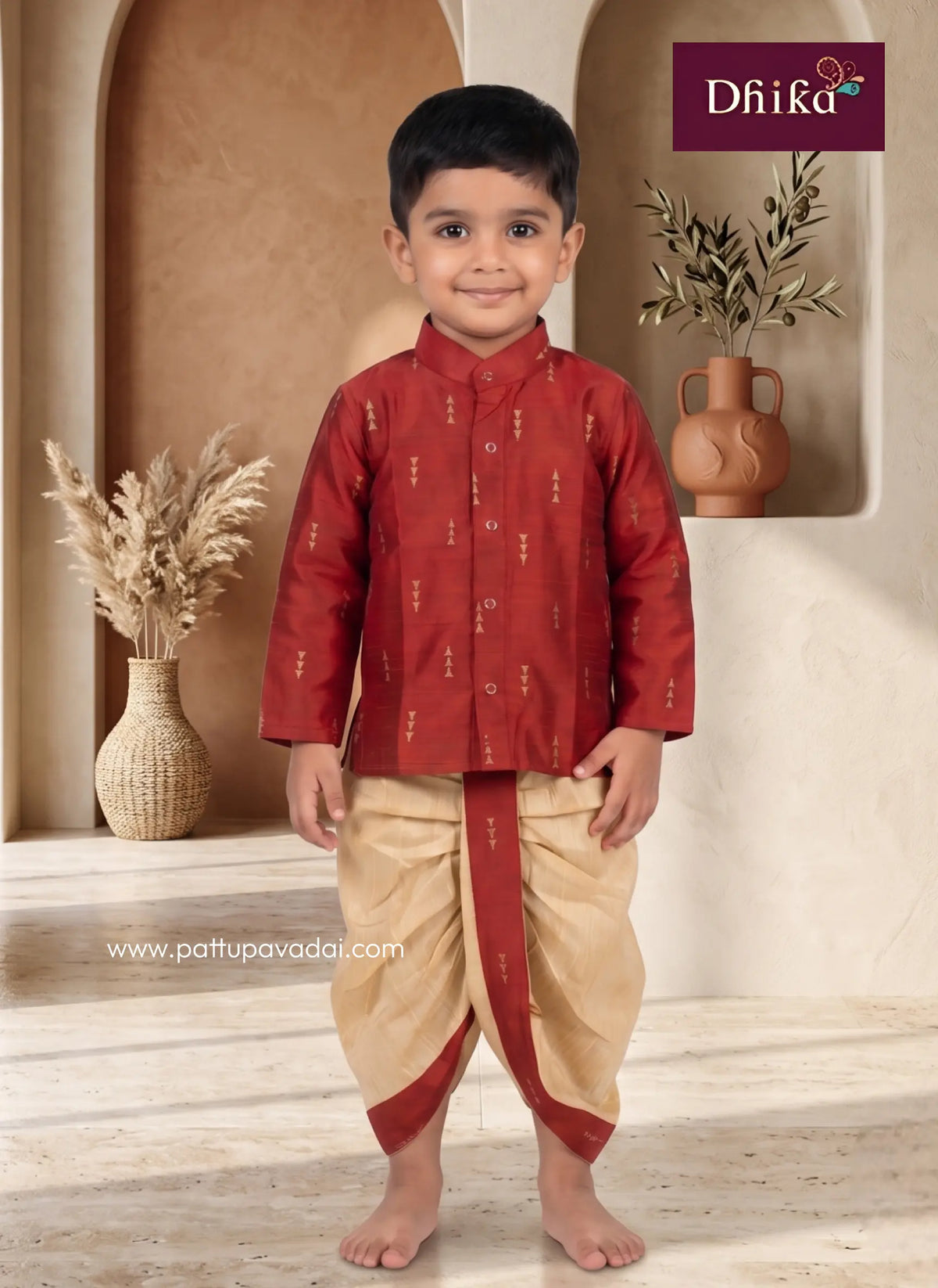 boys red kurta dhoti set festive traditional outfit