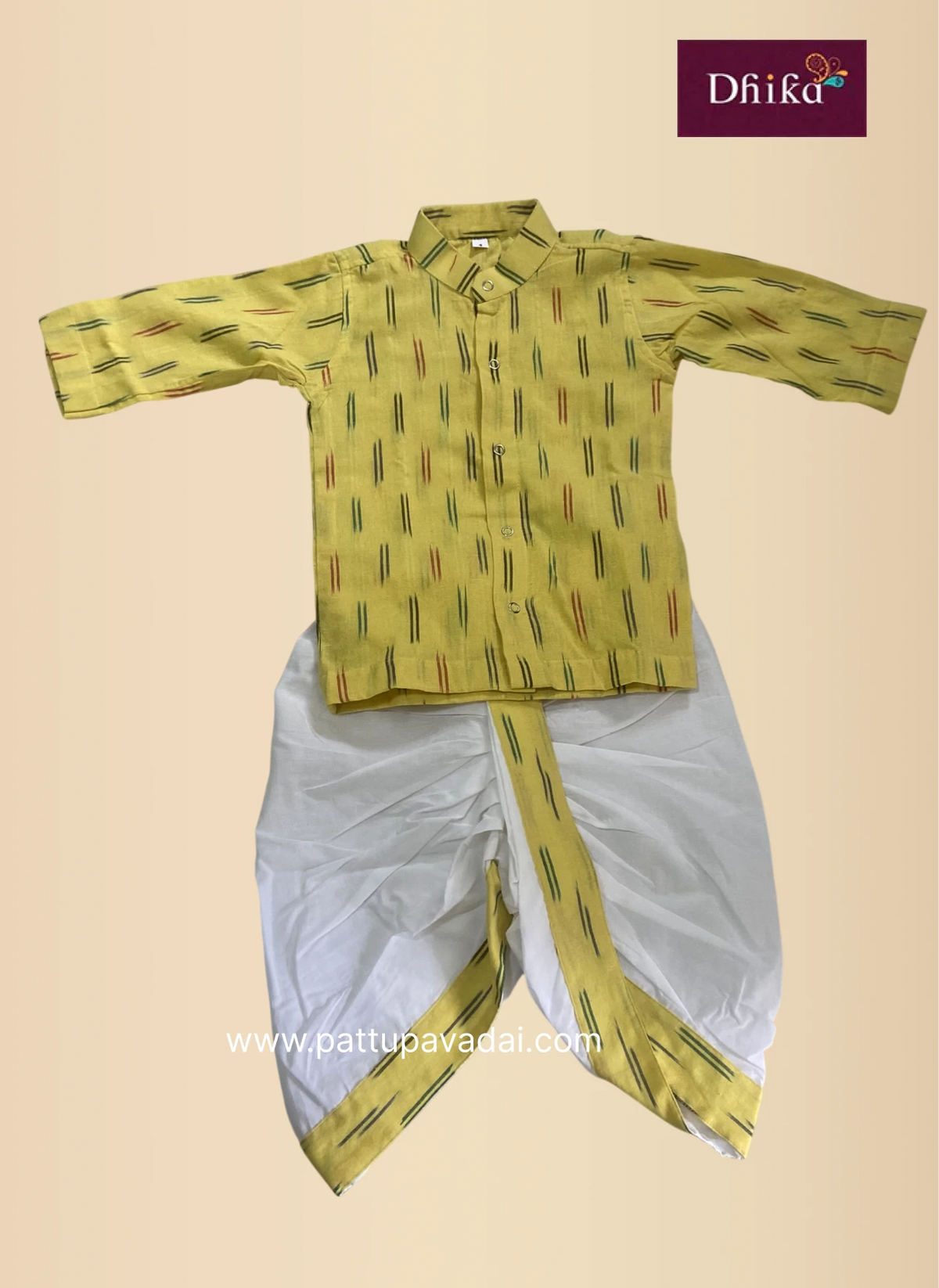 boys yellow kurta dhoti ethnic outfit
