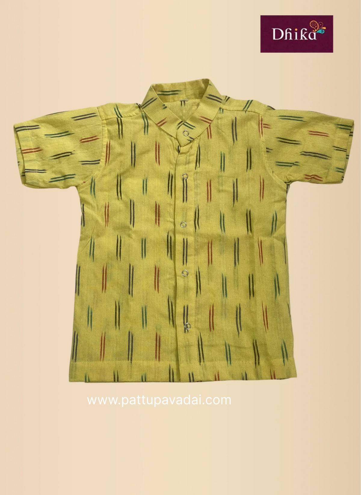 boys yellow ikkat shirt casual ethnic wear