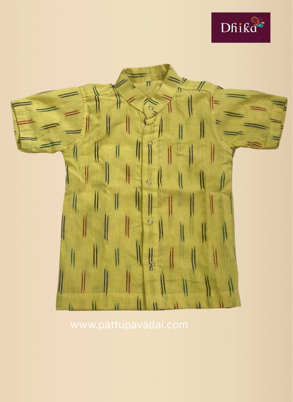 boys yellow ikkat shirt casual ethnic wear