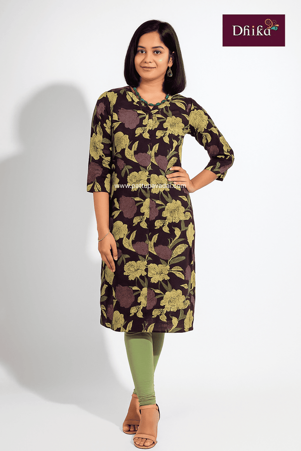 burgundy soft cotton kurti for kids comfortable breathable traditional wear