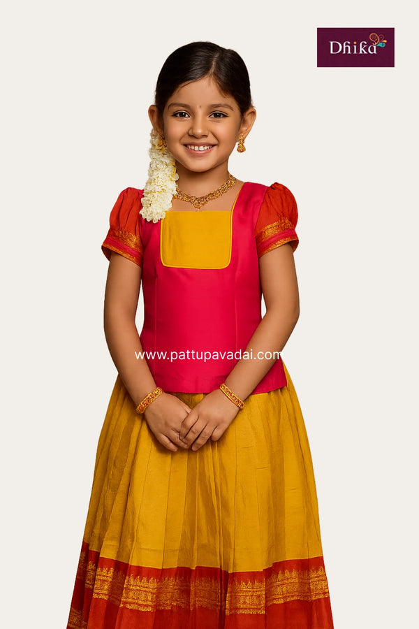 Pure Cotton Mustard & Red Skirt and Top – Girls’ Casual & Festive Wear