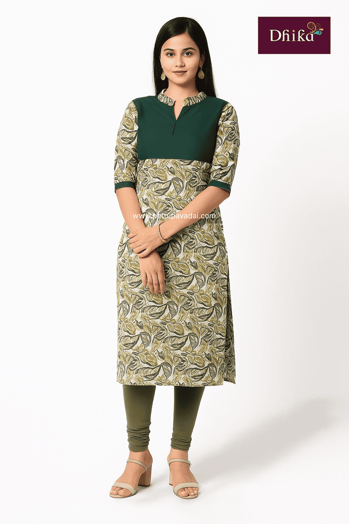 dark green rayon kurti women soft comfortable casual festive wear