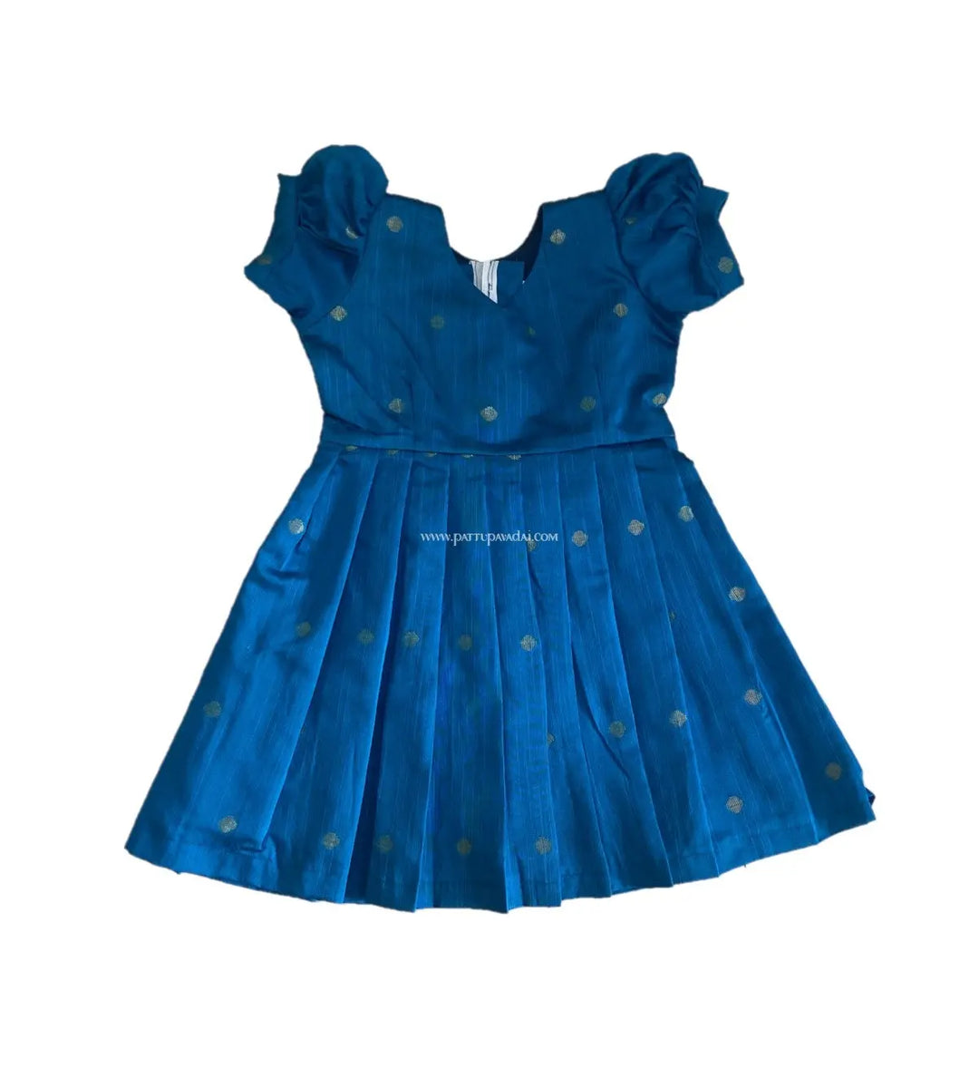 Dupion Cotton Frock Blue - Pattupavadai.com