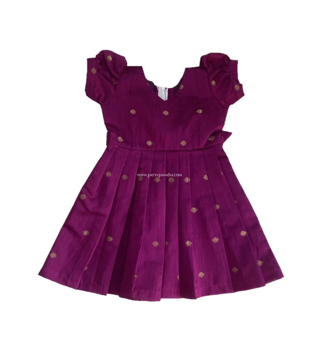 Dupion Cotton Frock Magenta - Pattupavadai.com