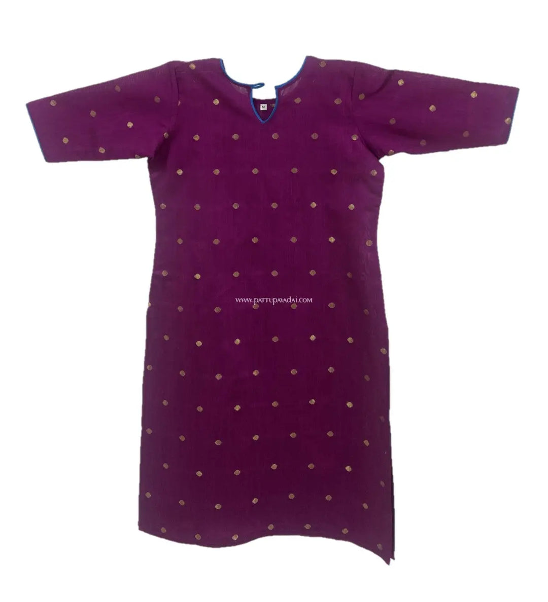 Dupion Cotton Magenta Kurti - Pattupavadai.com