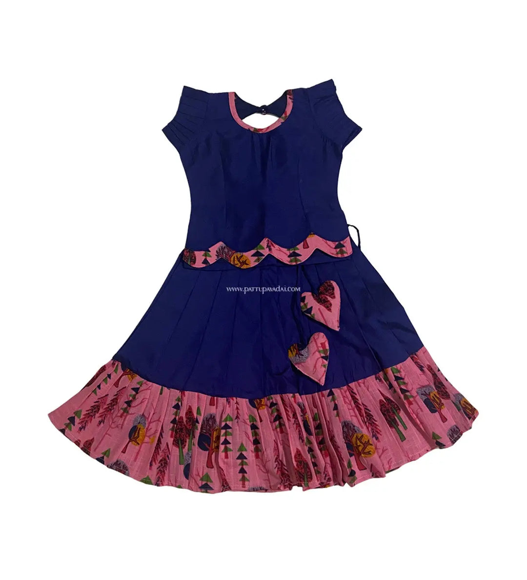 Fancy Langa Pink and Navy Blue - Pattupavadai.com