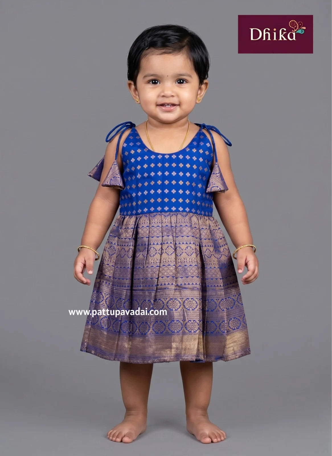 girls royal blue silk frock elegant festive wear