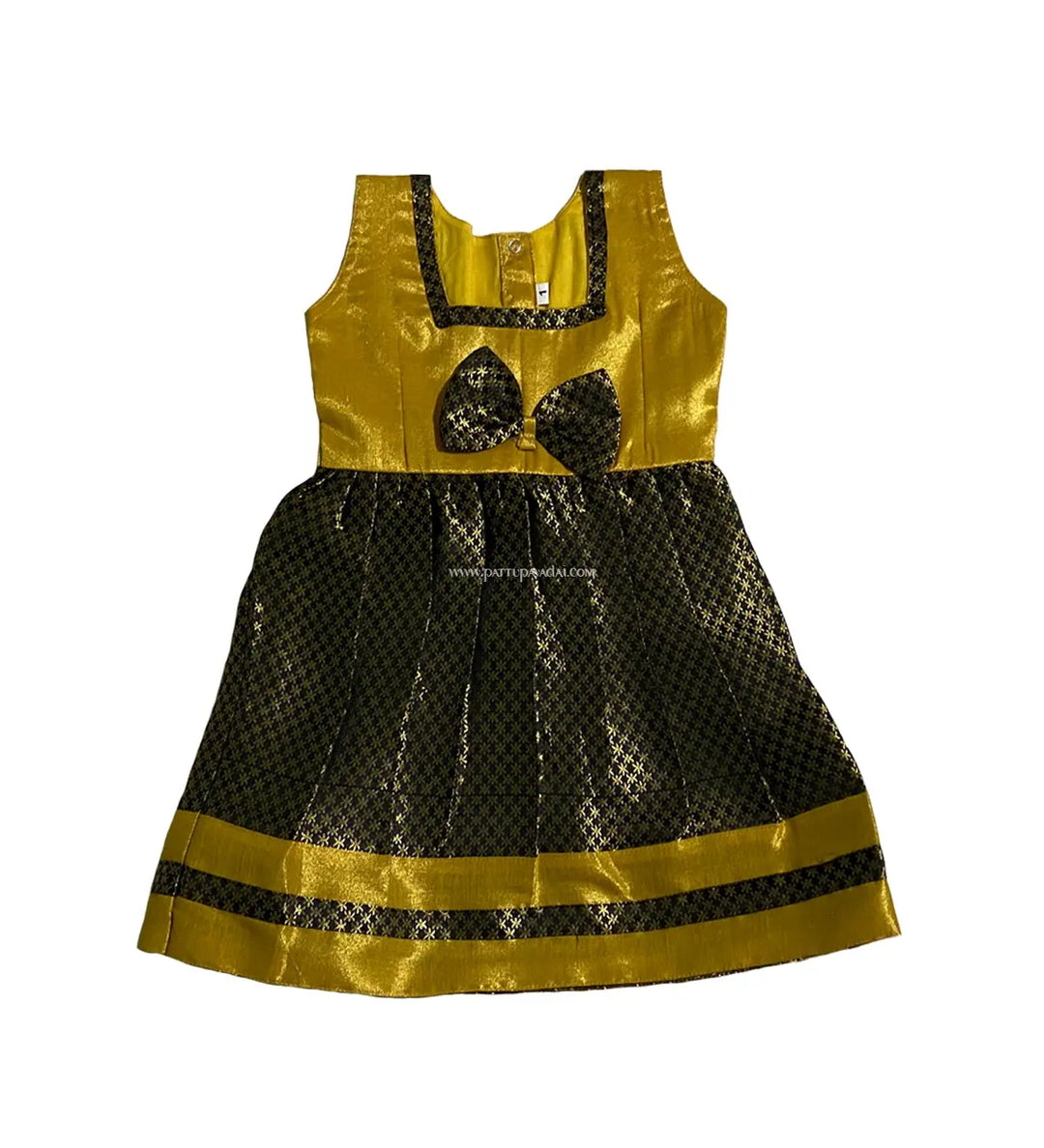 Golden and Black Tissue Frock - Pattupavadai.com