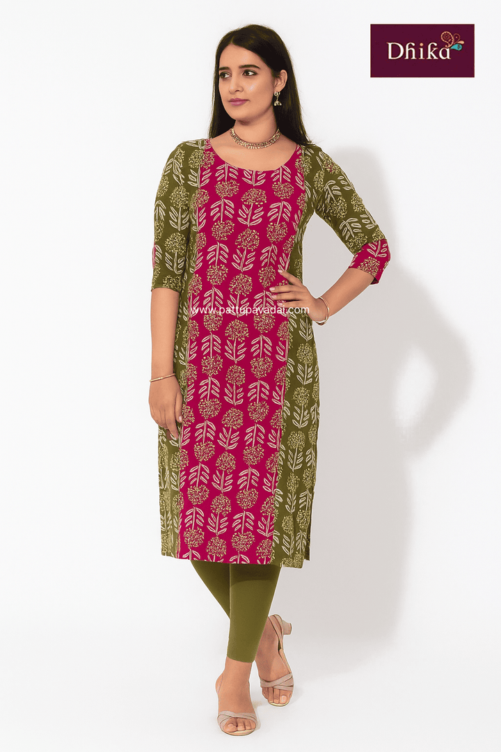green and pink cotton kurti women soft comfortable casual office wear
