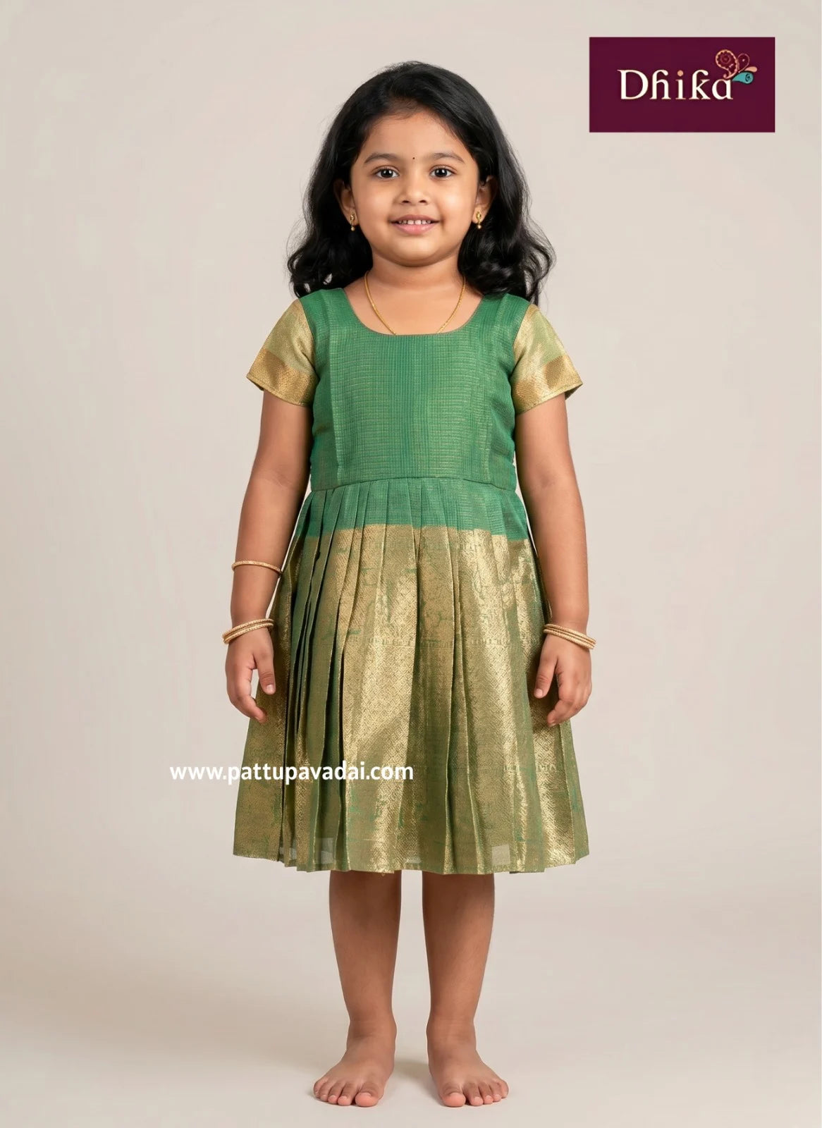 green tissue cotton frock for girls kids party wear dress