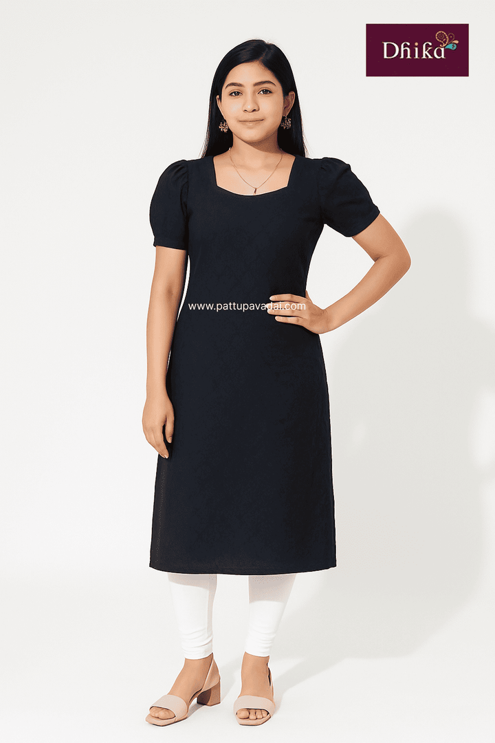 black hakoba embroidered kurti for kids elegant comfortable traditional wear