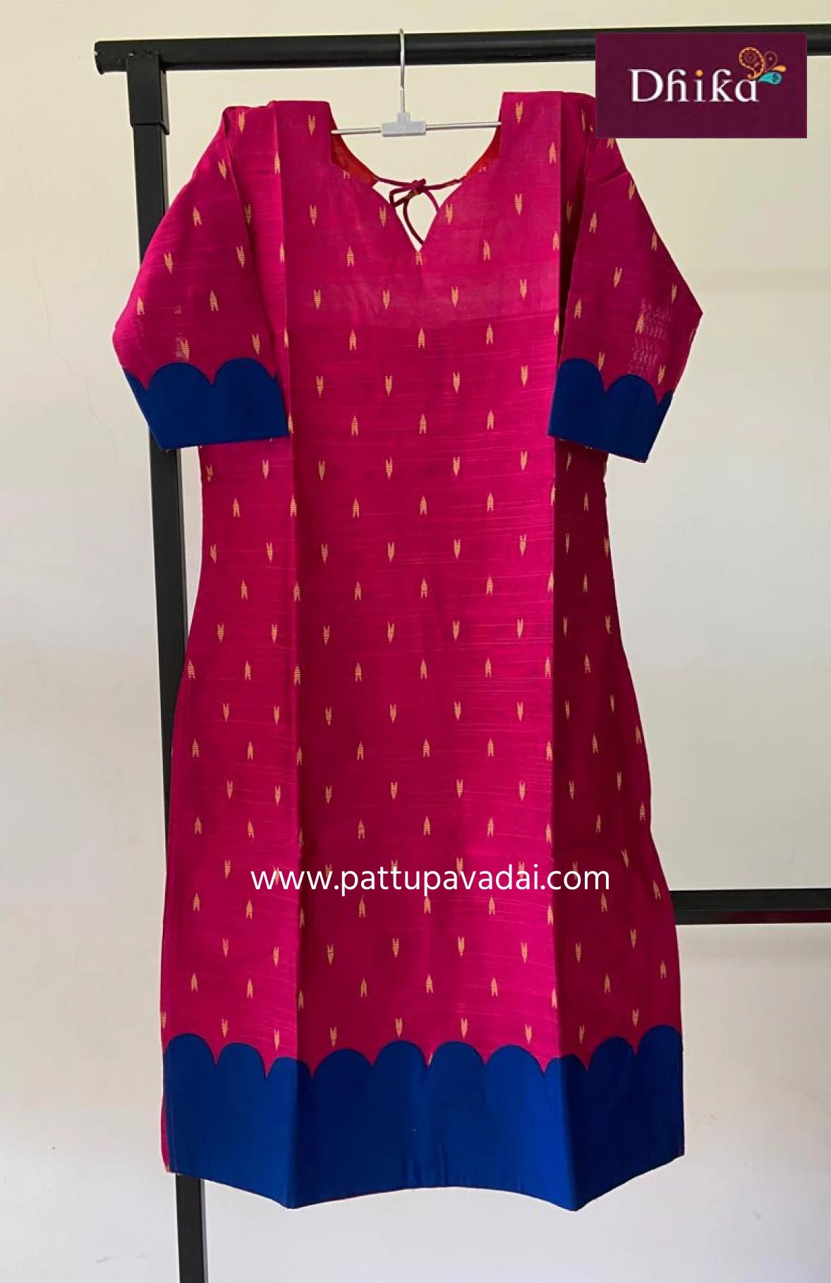 Handloom raw silk kurti rani pink women festive wear