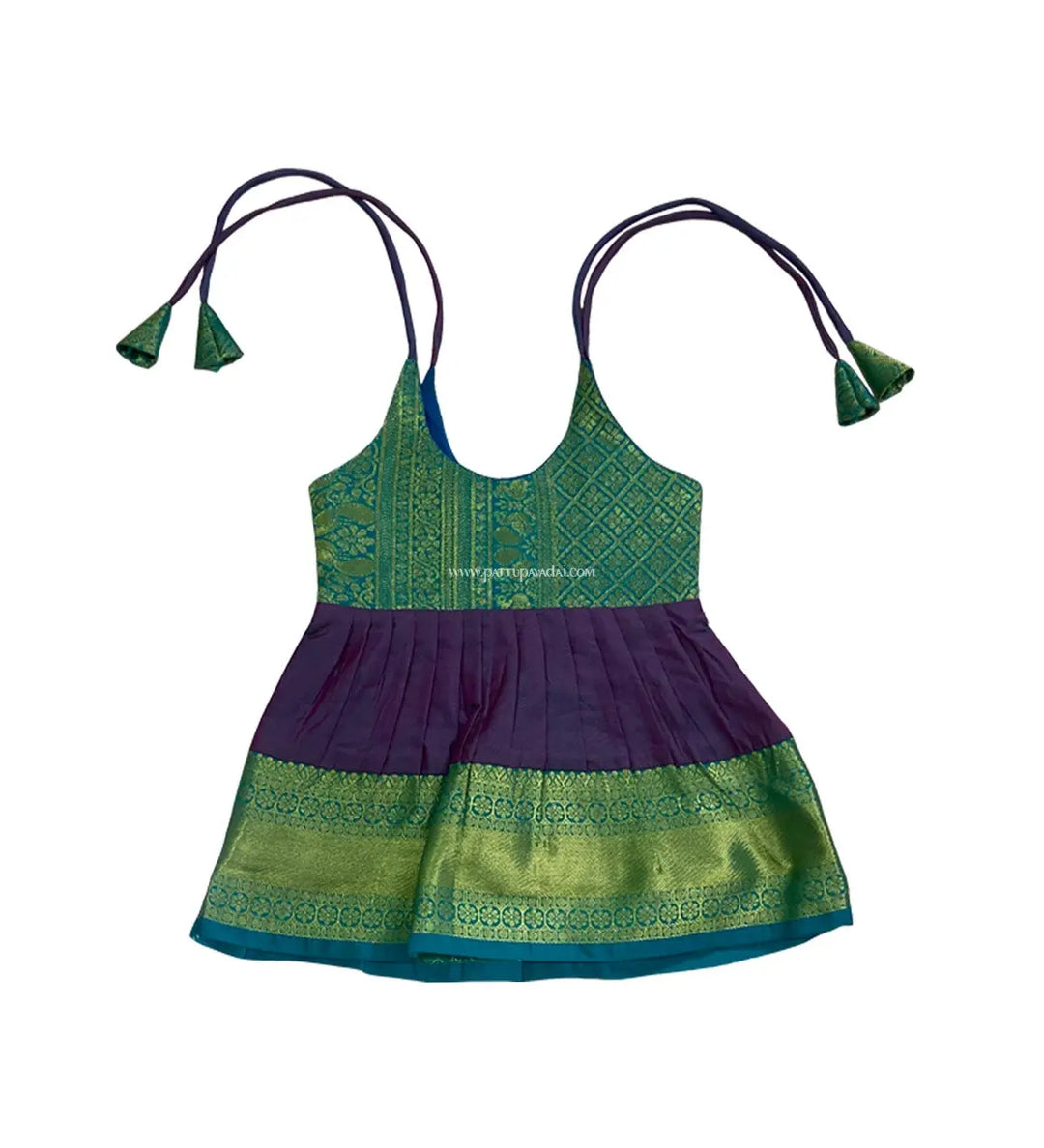 Just Born Frock Grey and Green - Pattupavadai.com