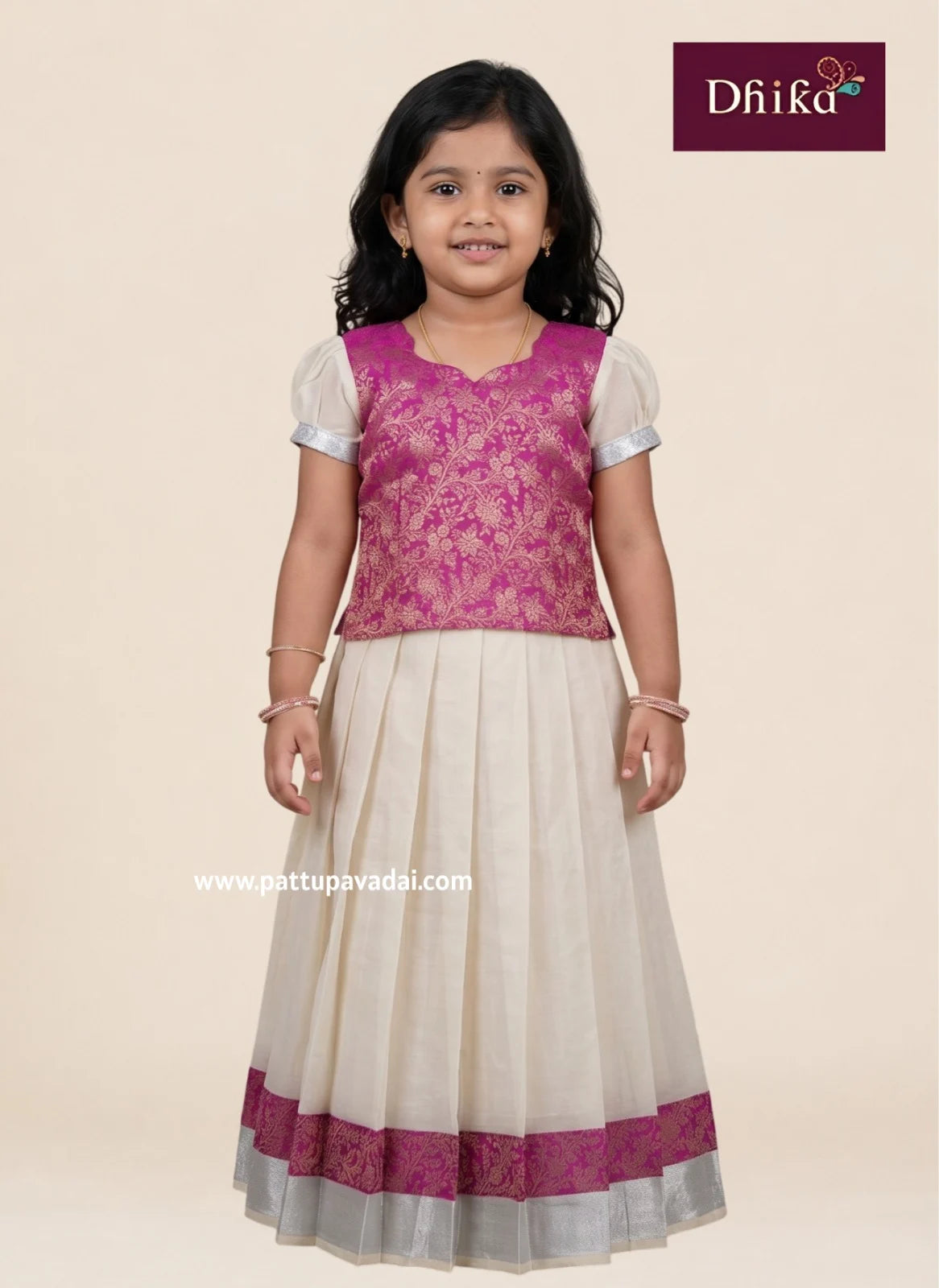 kasavu brocade pattu pavadai set for girls kerala style