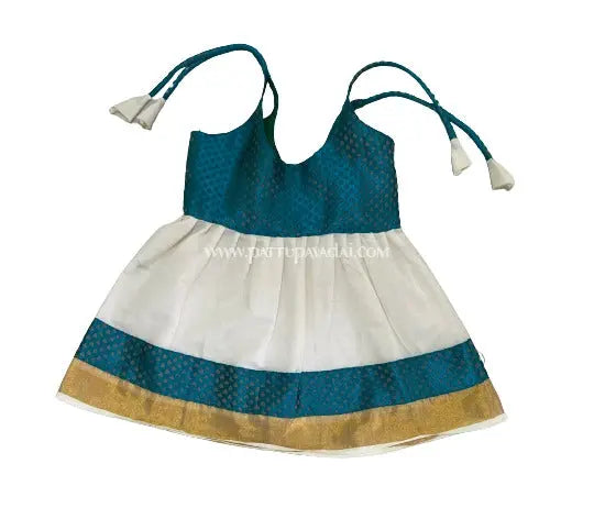 Kerala Knot Frock RamaGreen and Golden - Pattupavadai.com