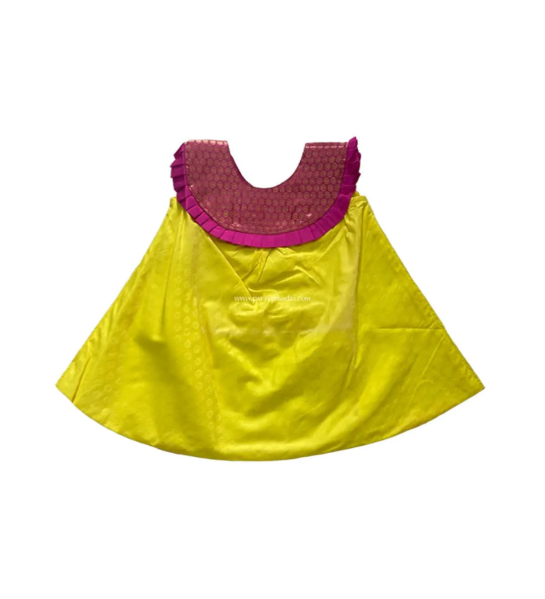 Kids Frock Fancy Pink and Yellow - Pattupavadai.com