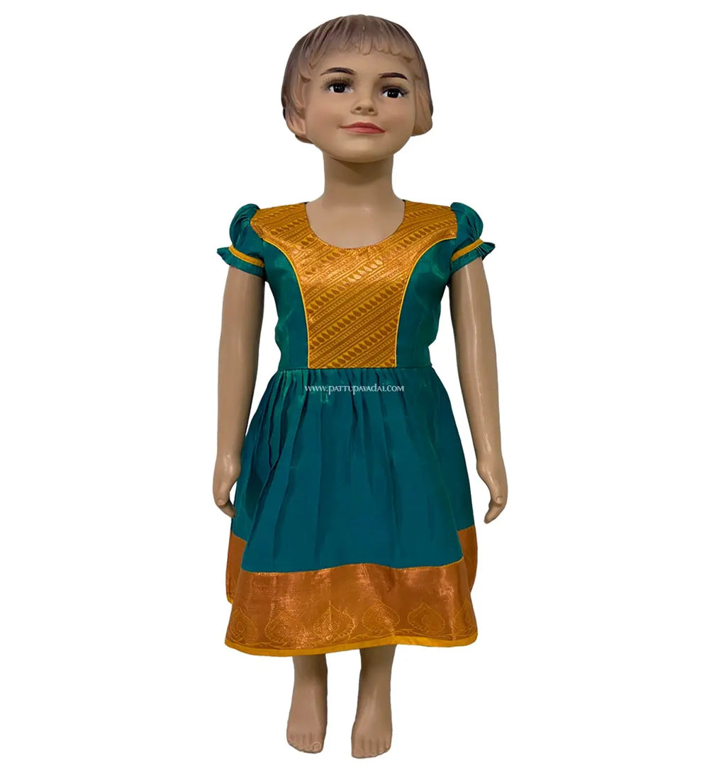 Kids Rama Blue Frock - Pattupavadai.com