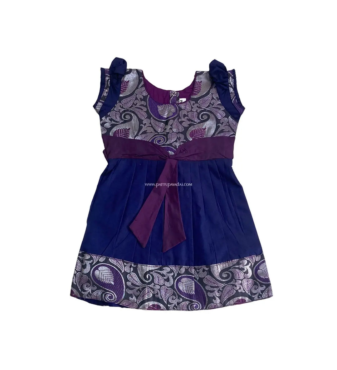 Kids Silk Frock NavyBlue - Pattupavadai.com