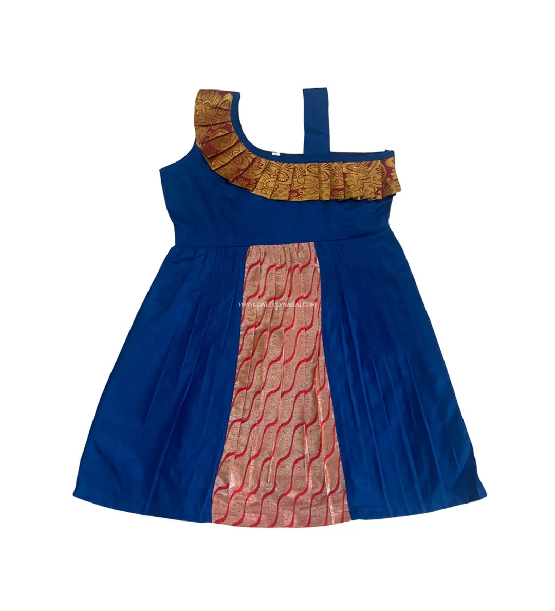 Kids Silk Frock Peacock Blue - Pattupavadai.com