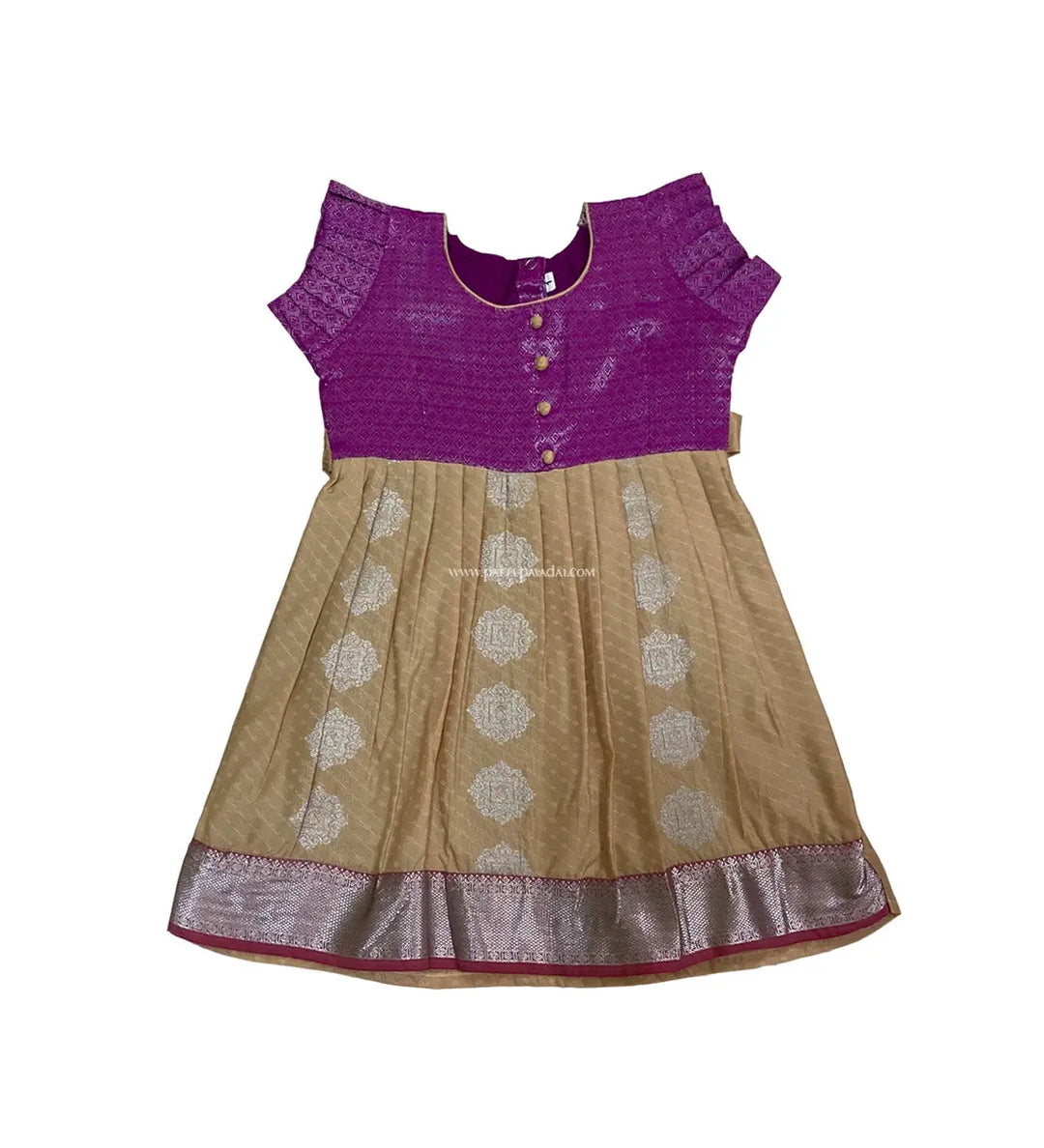 Kids Silk Frock Pink and Sandal - Pattupavadai.com