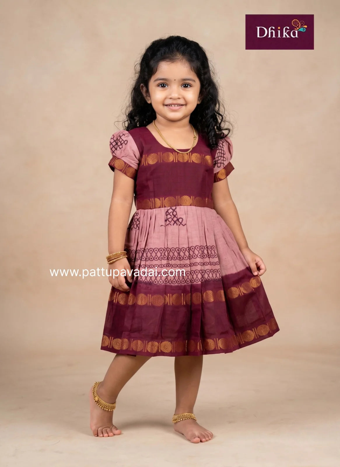 maroon soft cotton frock for girls kids daily wear dress