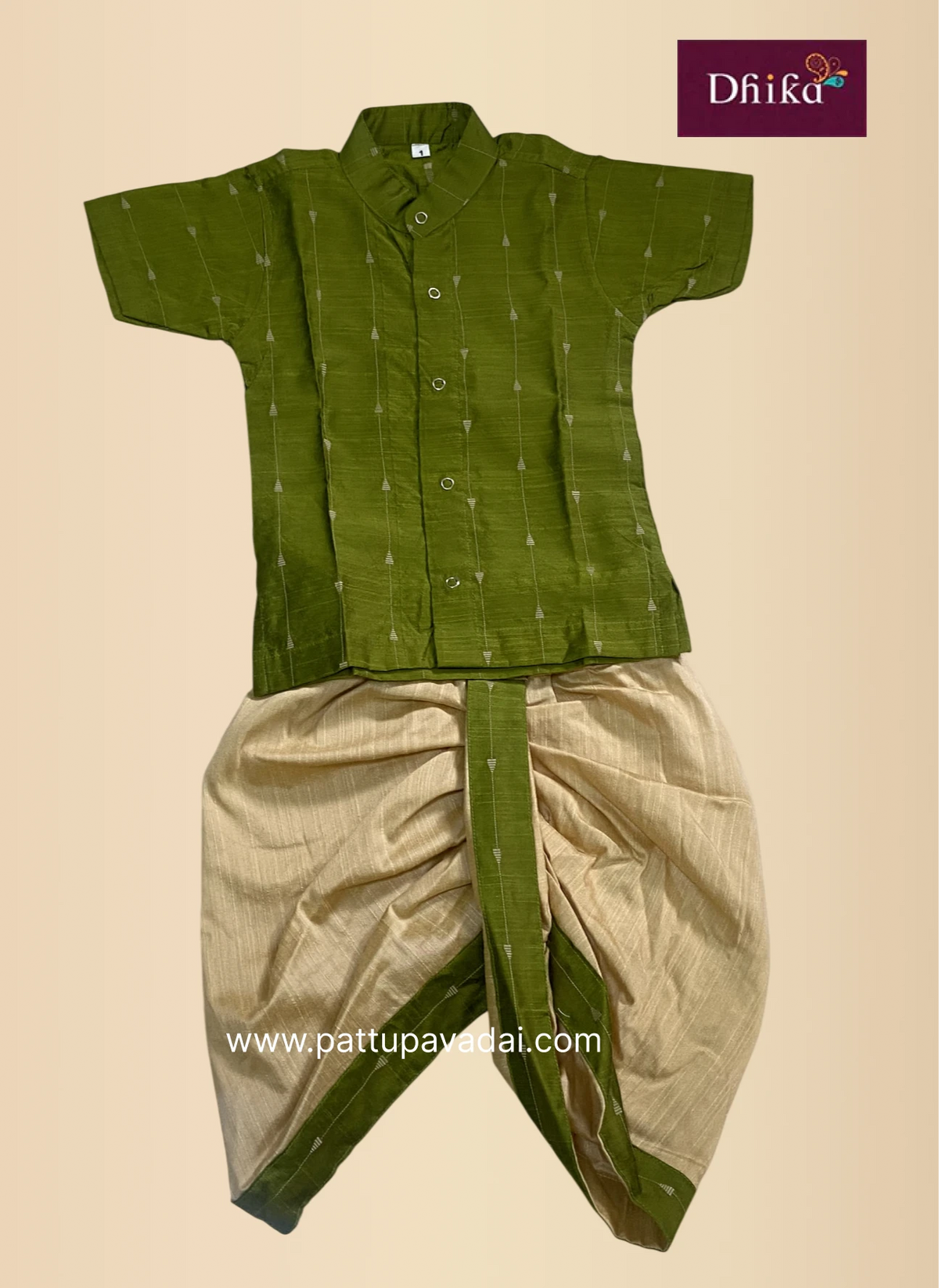 mehendi green silk kurta dhoti set for boys traditional wear