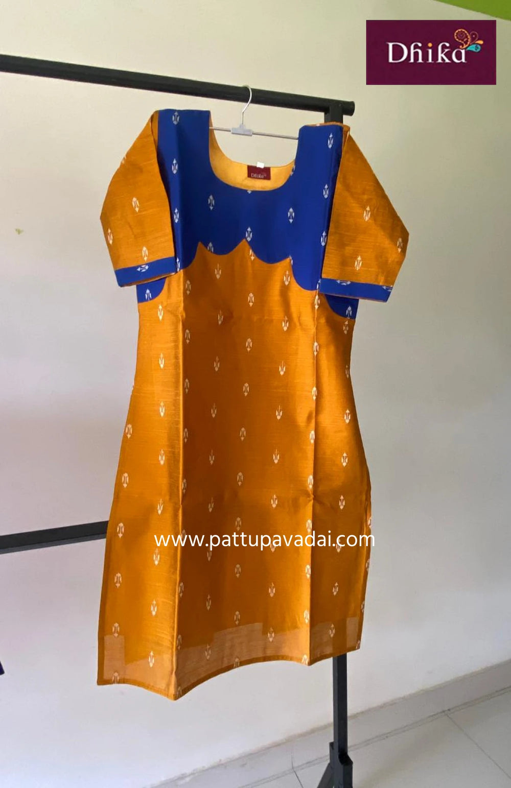 Mustard yellow raw silk kurta for women traditional ethnic wear