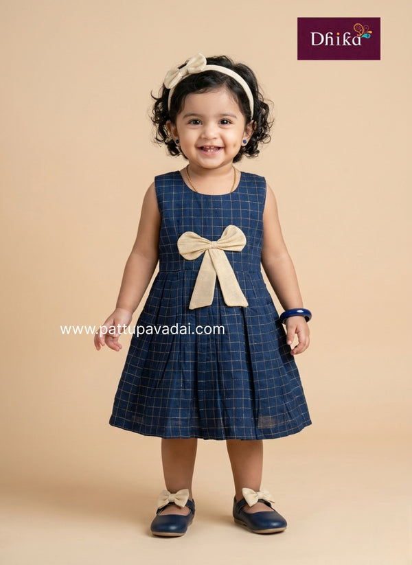 navy blue checked cotton frock for girls kids dress