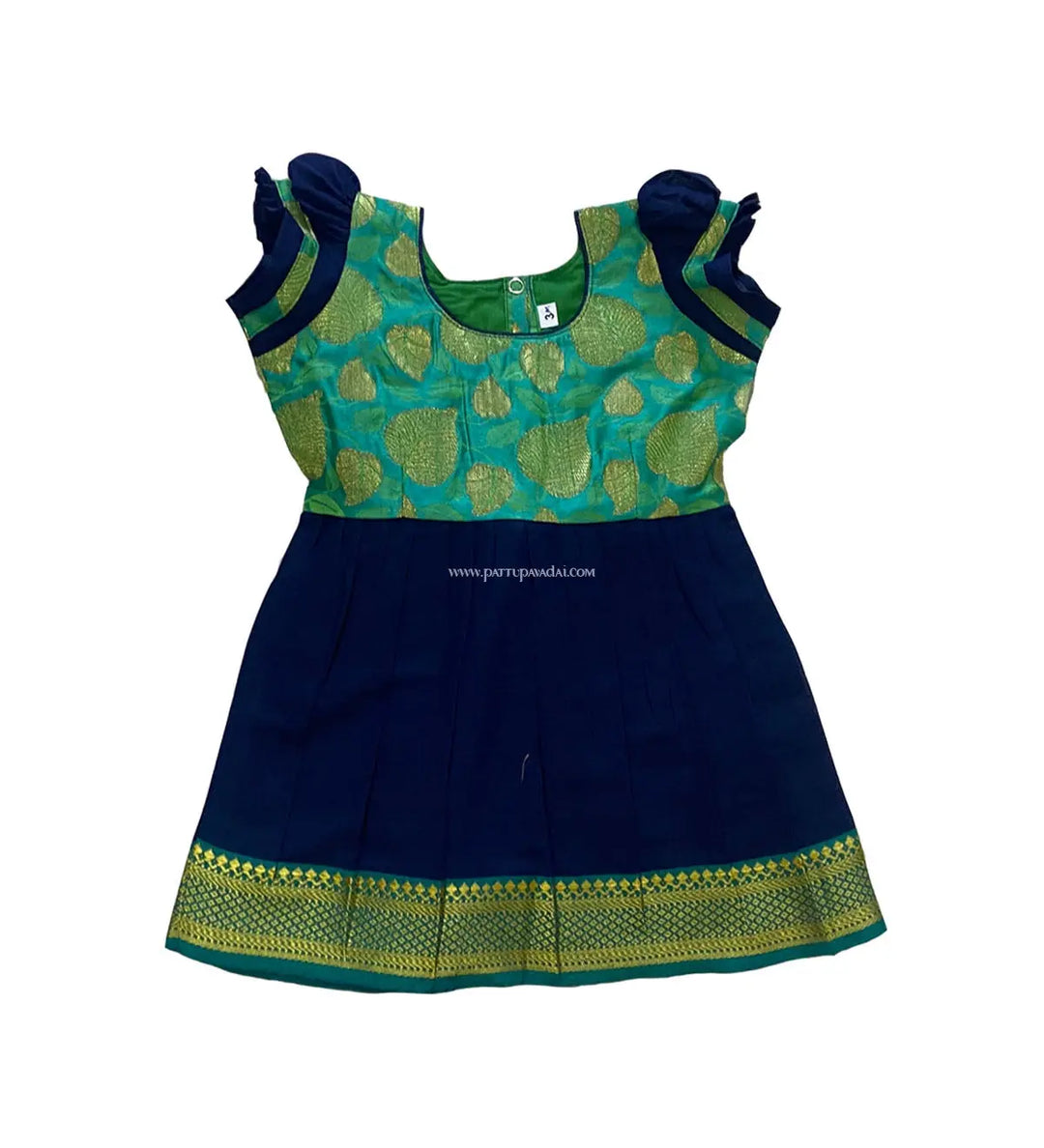 Navy Blue Cotton Frock - Pattupavadai.com