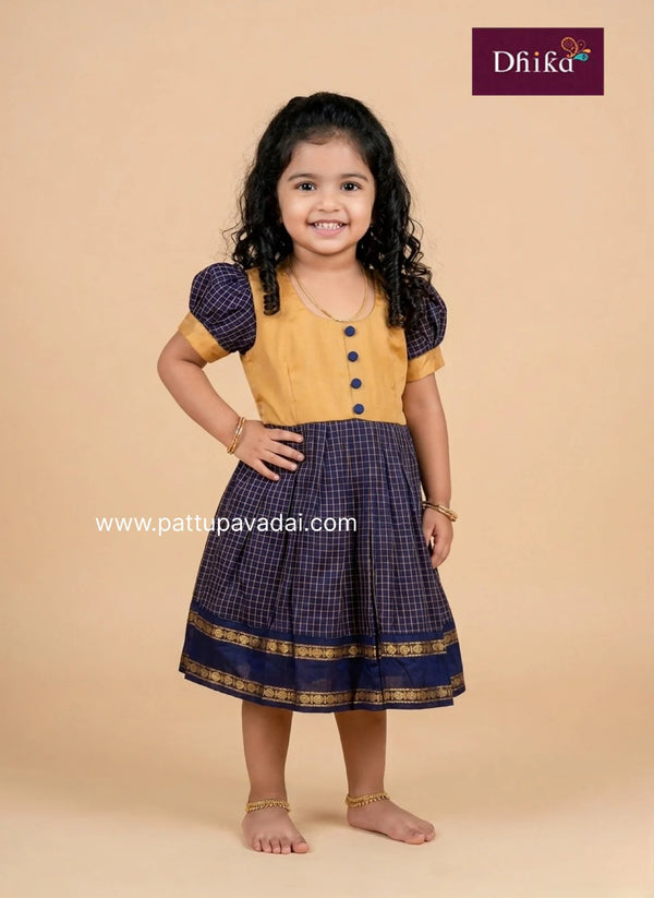 navy blue cotton frock for girls kids daily wear dress