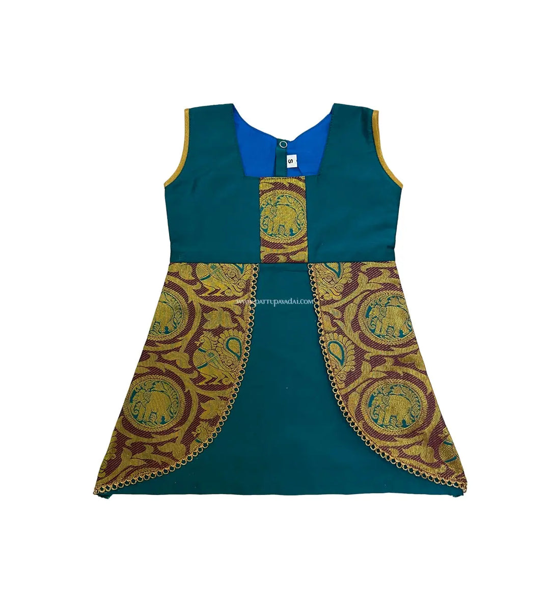 New Born Silk Frock Dark Green - Pattupavadai.com