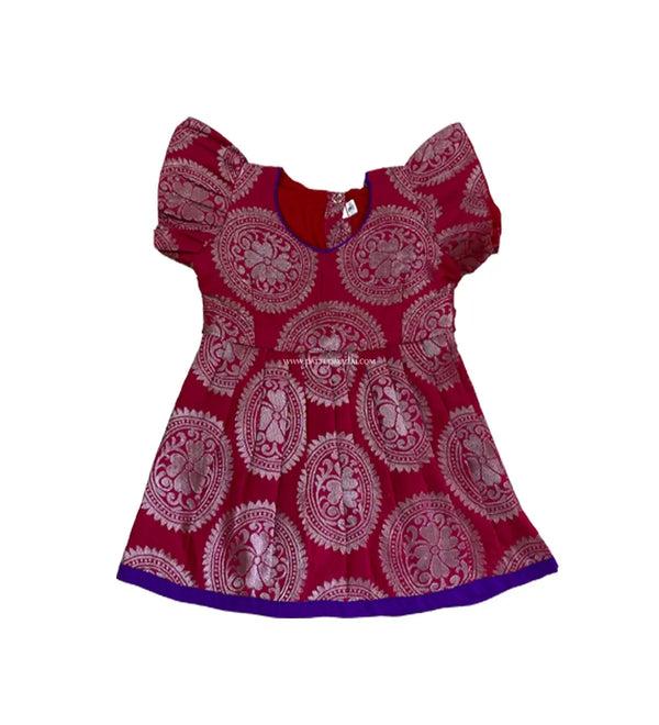New Born Silk Frock Pink - Pattupavadai.com