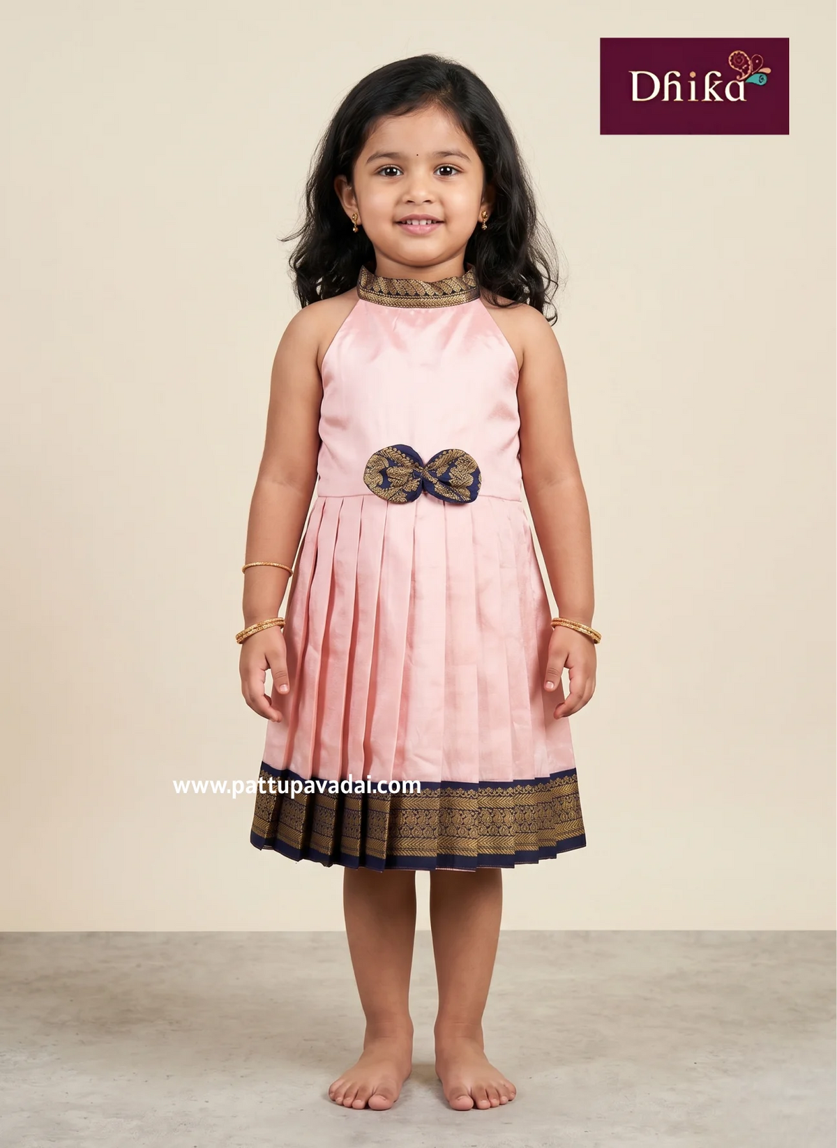 peach silk cotton frock for girls traditional kids dress