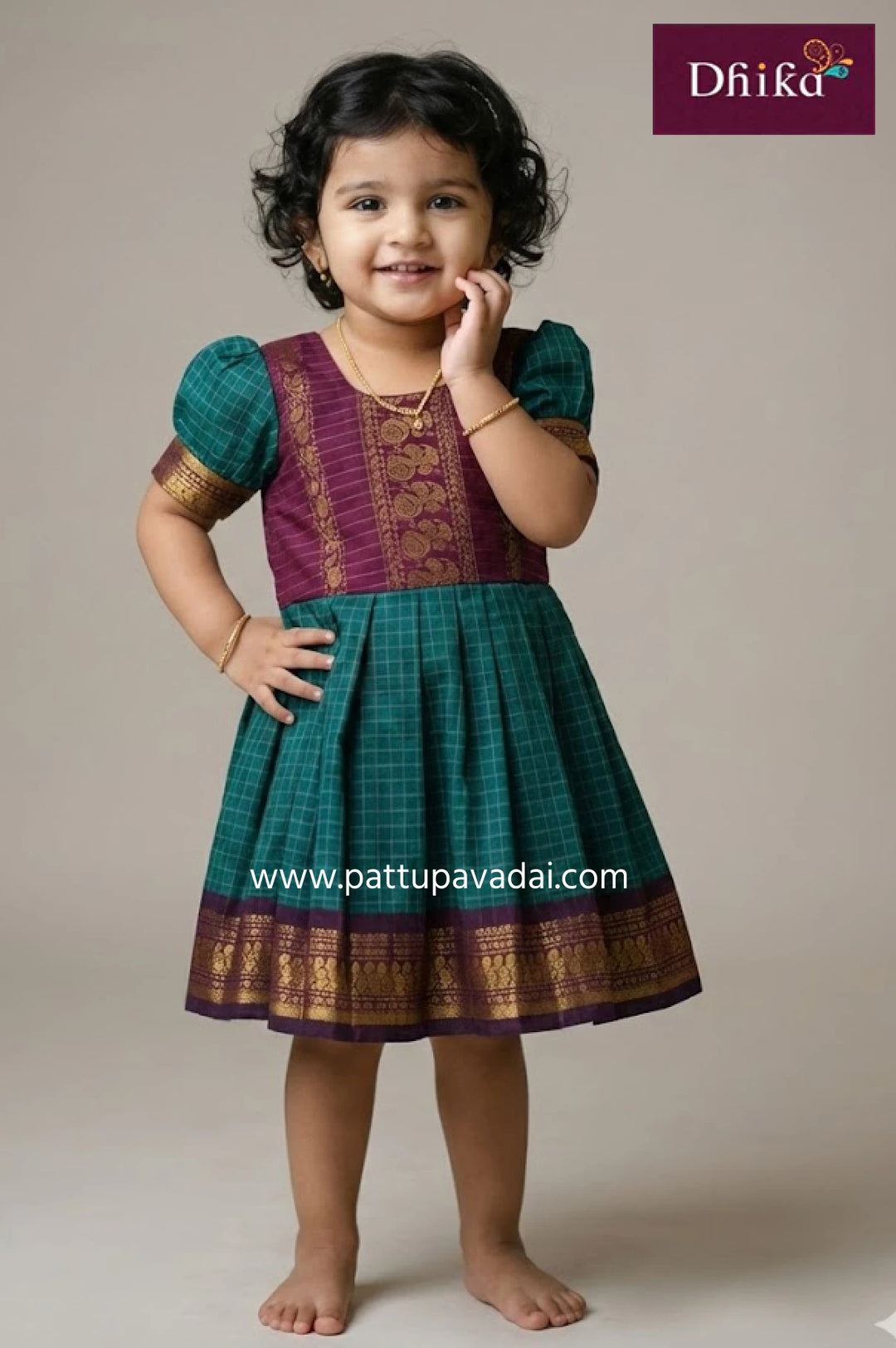 peacock blue and maroon pure cotton frock for kids soft comfortable everyday wear