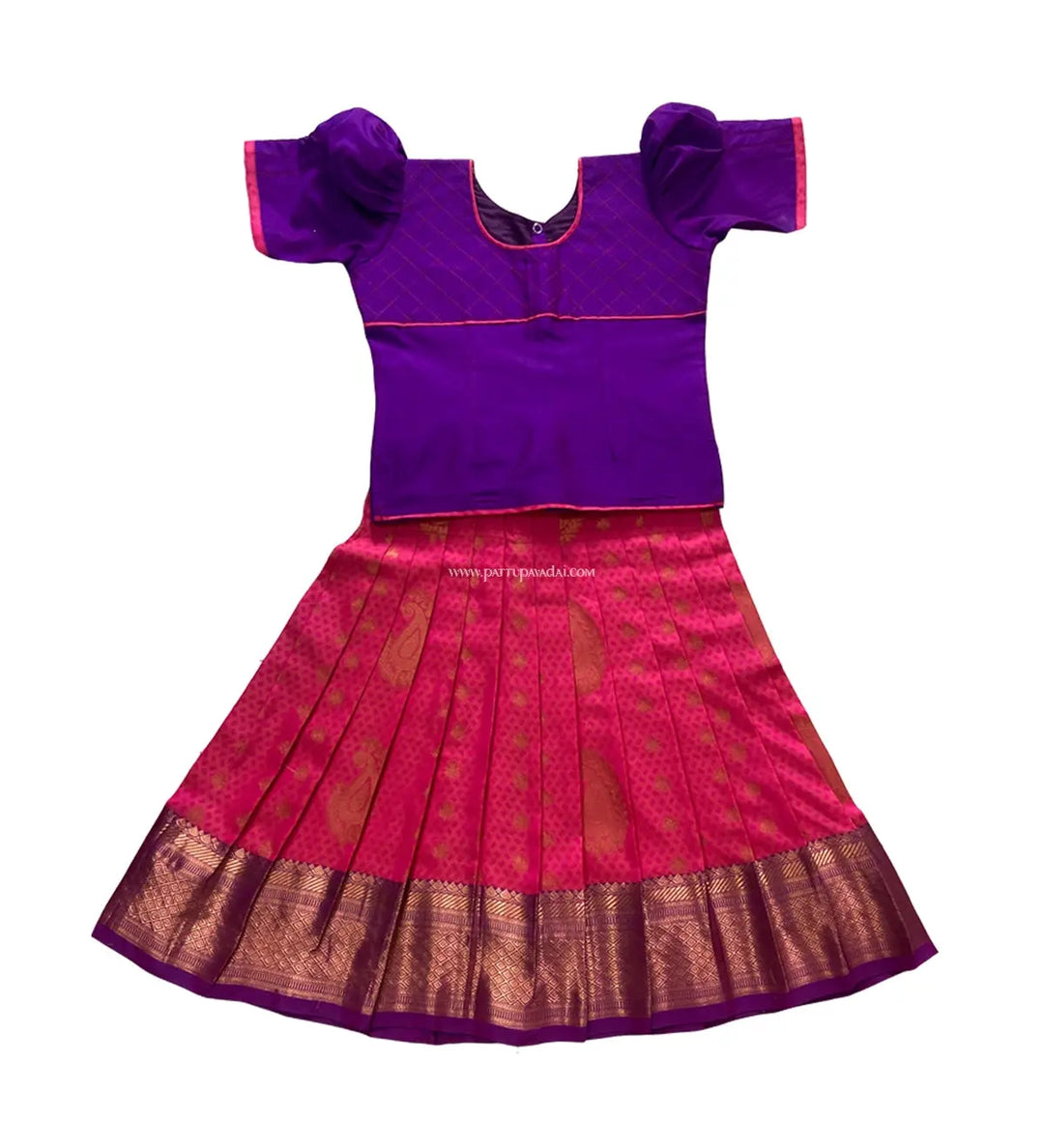 Pink and Violet Soft Silk Pavadai - Pattupavadai.com