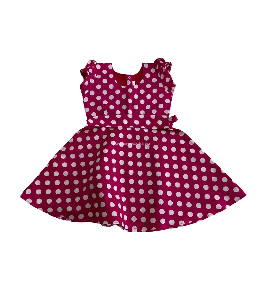 Pink Polka Dots Frock - Pattupavadai.com